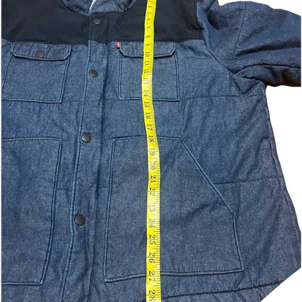 Levi’s Ultra Loft Sherpa Collar Quilted Jacket Men’s 2XL Denim Look Zip Front In - Picture 8 of 14